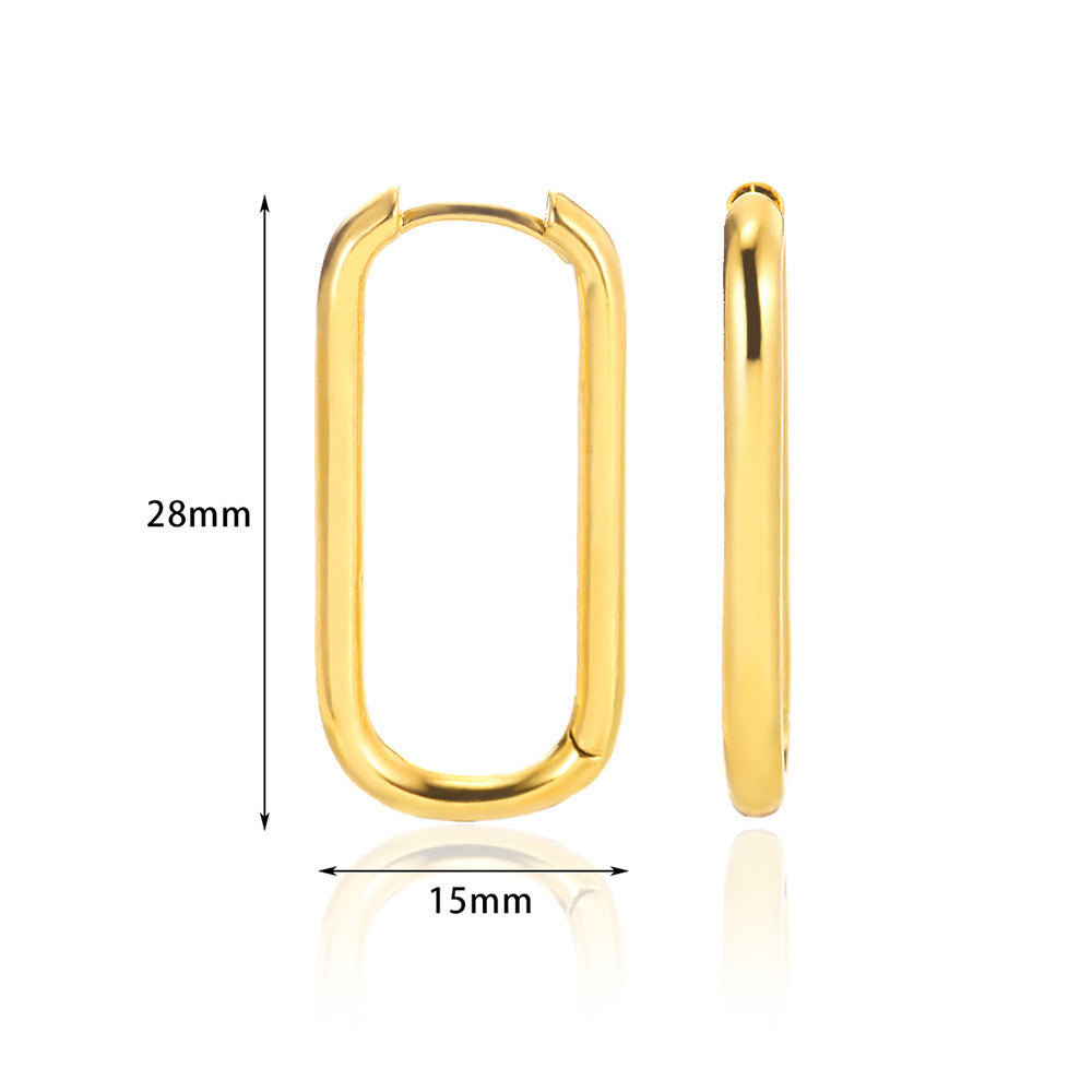 European And American Simple High Luxury 18K Gold Linear Ear Ring