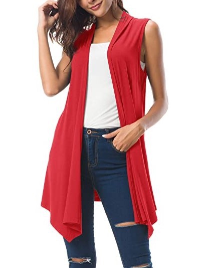 New Women's Sleeveless Draped Cardigan Cardigan Vest Asymmetrical Hem Cardigan Jacket