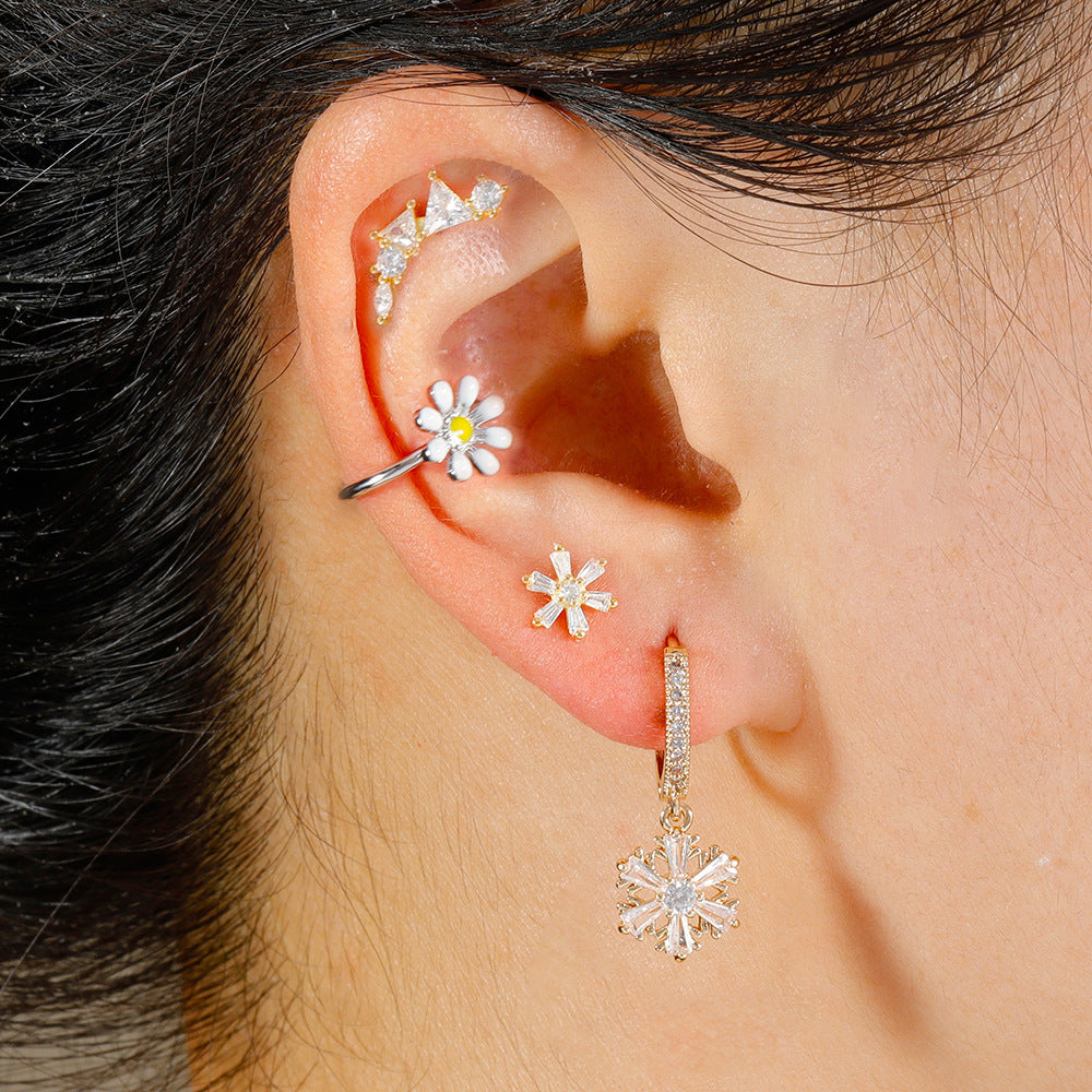 Micro-inlaid Inlaid Zirconium Christmas Snowflake Pendant Earrings Niche