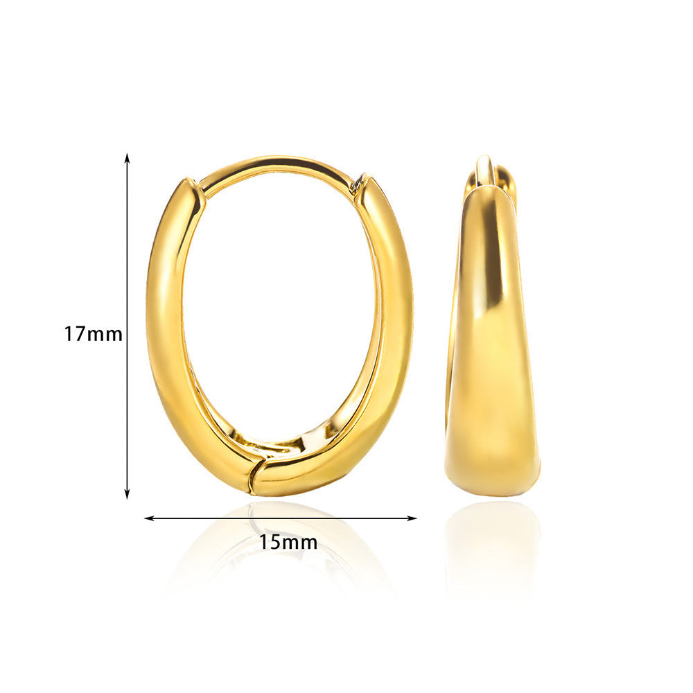 European And American Simple High Luxury 18K Gold Linear Ear Ring