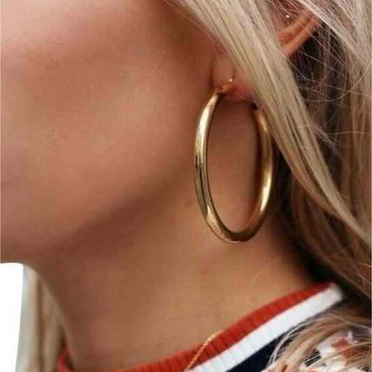 Female Minimalist Casual Large Circle Earrings