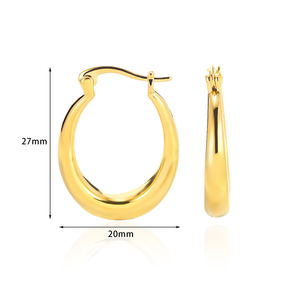 European And American Simple High Luxury 18K Gold Linear Ear Ring