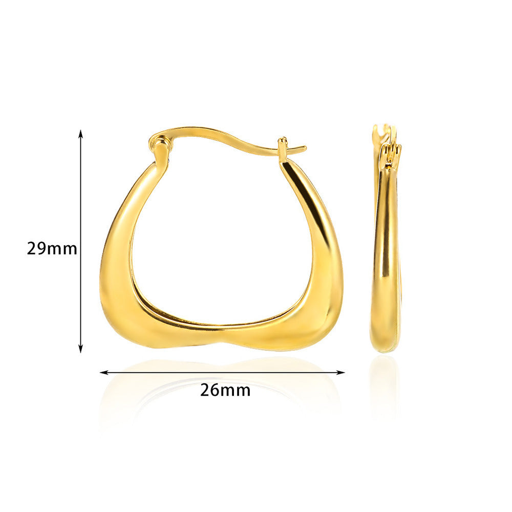 European And American Simple High Luxury 18K Gold Linear Ear Ring