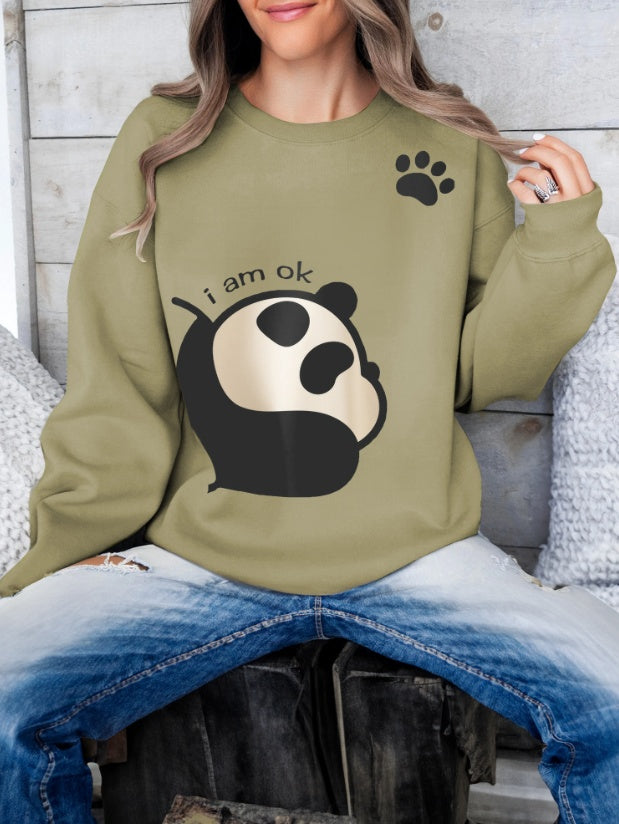 Women's Long Sleeved Panda Print Hoodie