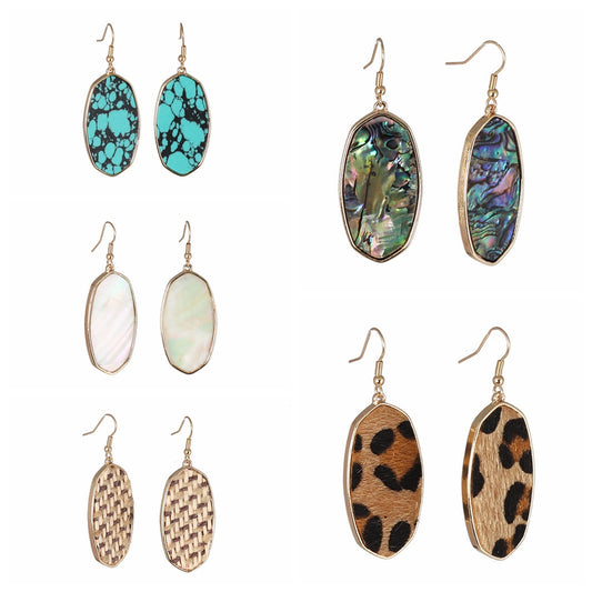 Shell Paper Exquisite Simple Leopard Print Suede Earrings