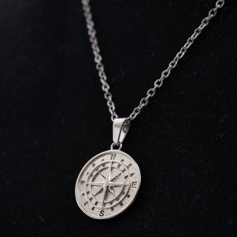 Stainless Steel Compass Compass Hip Hop Pendant Necklace