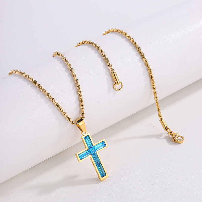 European And American Ing Style Diamond Cross Necklace Unique No Color Fading